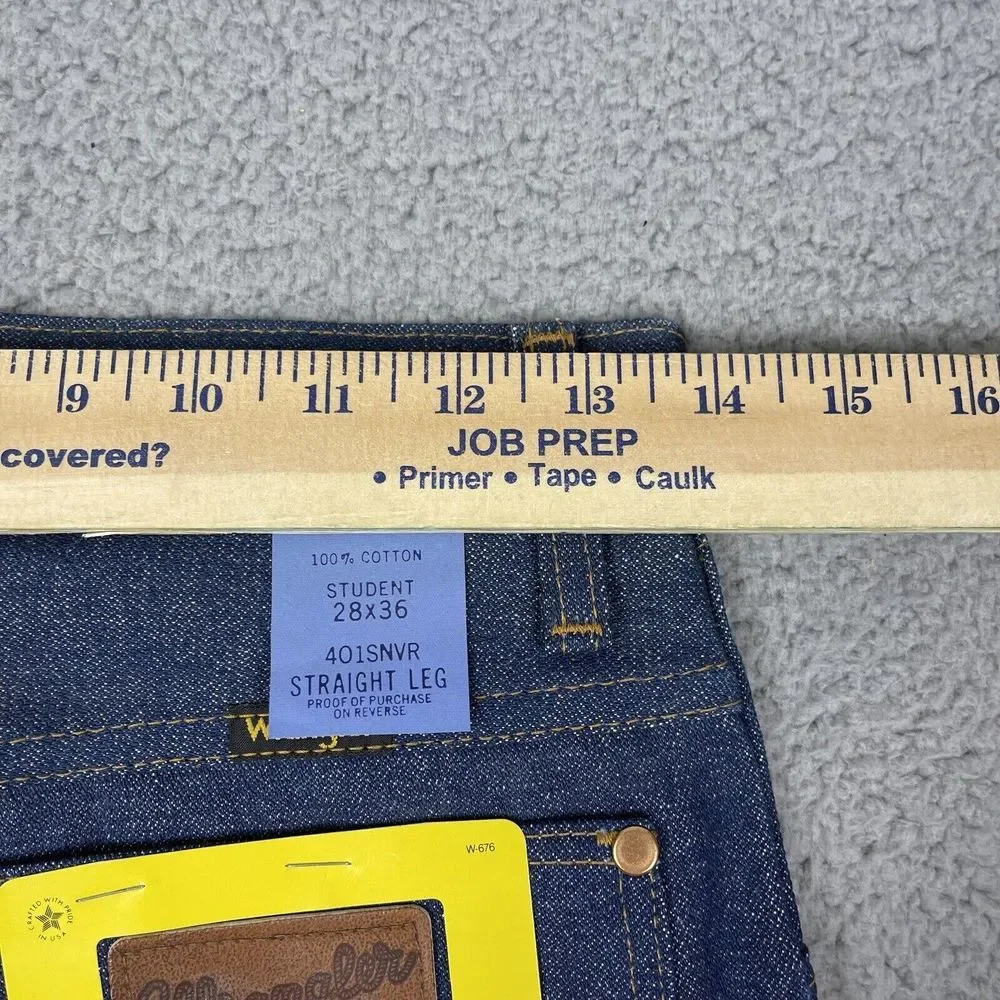 VTG Deadstock Wrangler Jeans Mens 27x35 Blue Western Bootcut Flare 80s Raw‎ NWT - Picture 14 of 16
